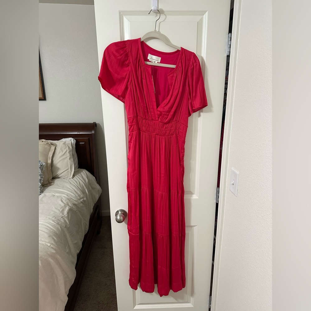 NWT Anthropologie Vibrant Red Maxi Dress